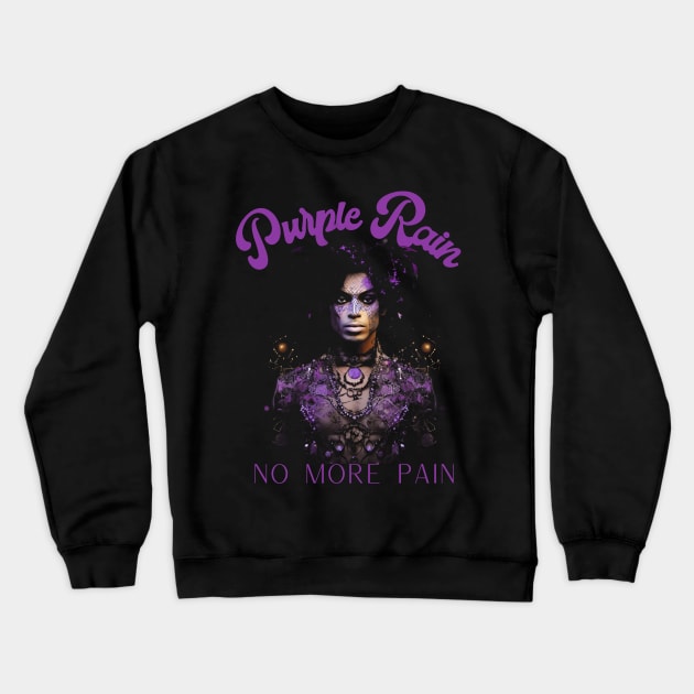 Prince Purple Rain No More Pain Memorial Crewneck Sweatshirt by Celebrity Zen